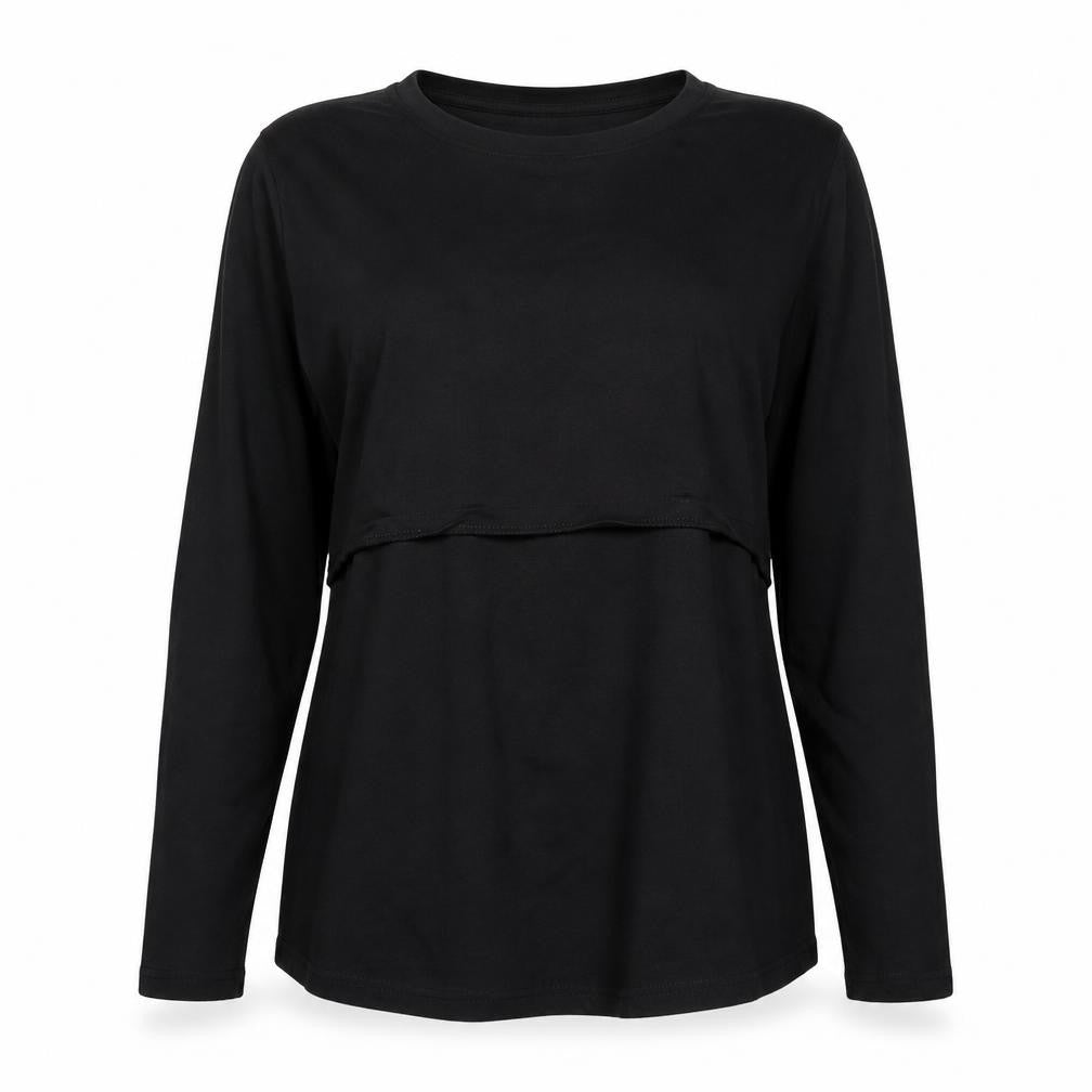 H&M MAMA Womens Black Long Sleeve Maternity Nursing Top L