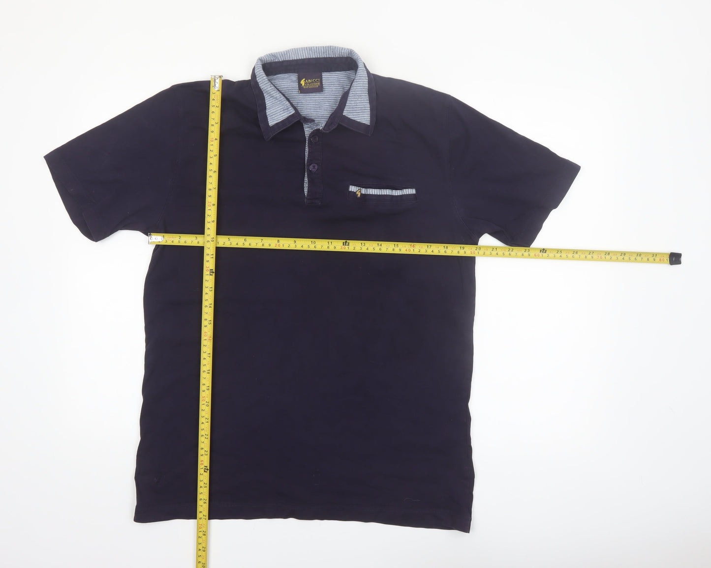 AFICCI Collezione Men's Blue Polo Shirt Medium Cotton