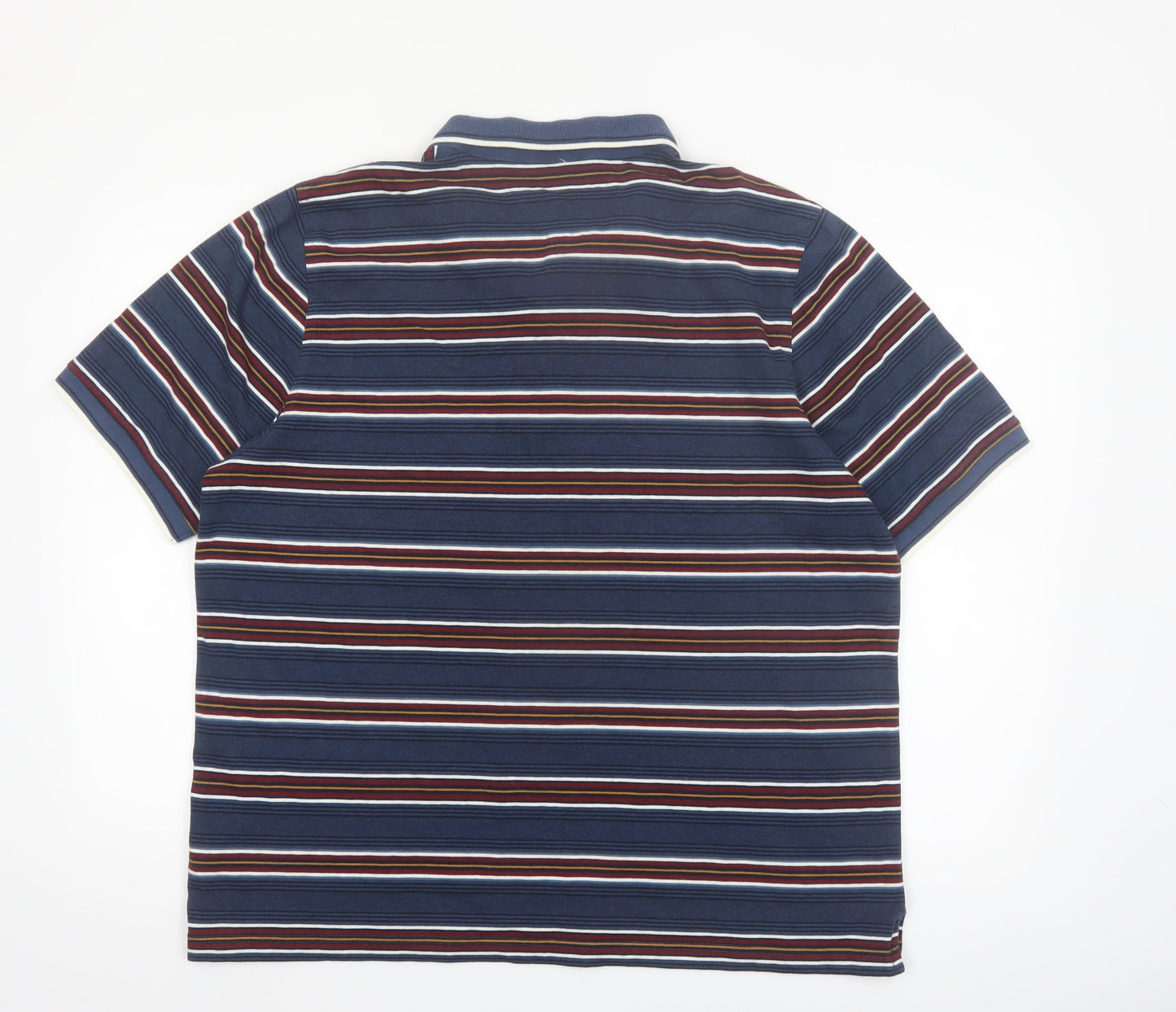 Lincoln Men’s Blue Striped Short Sleeve Cotton Blend Polo Shirt XXL