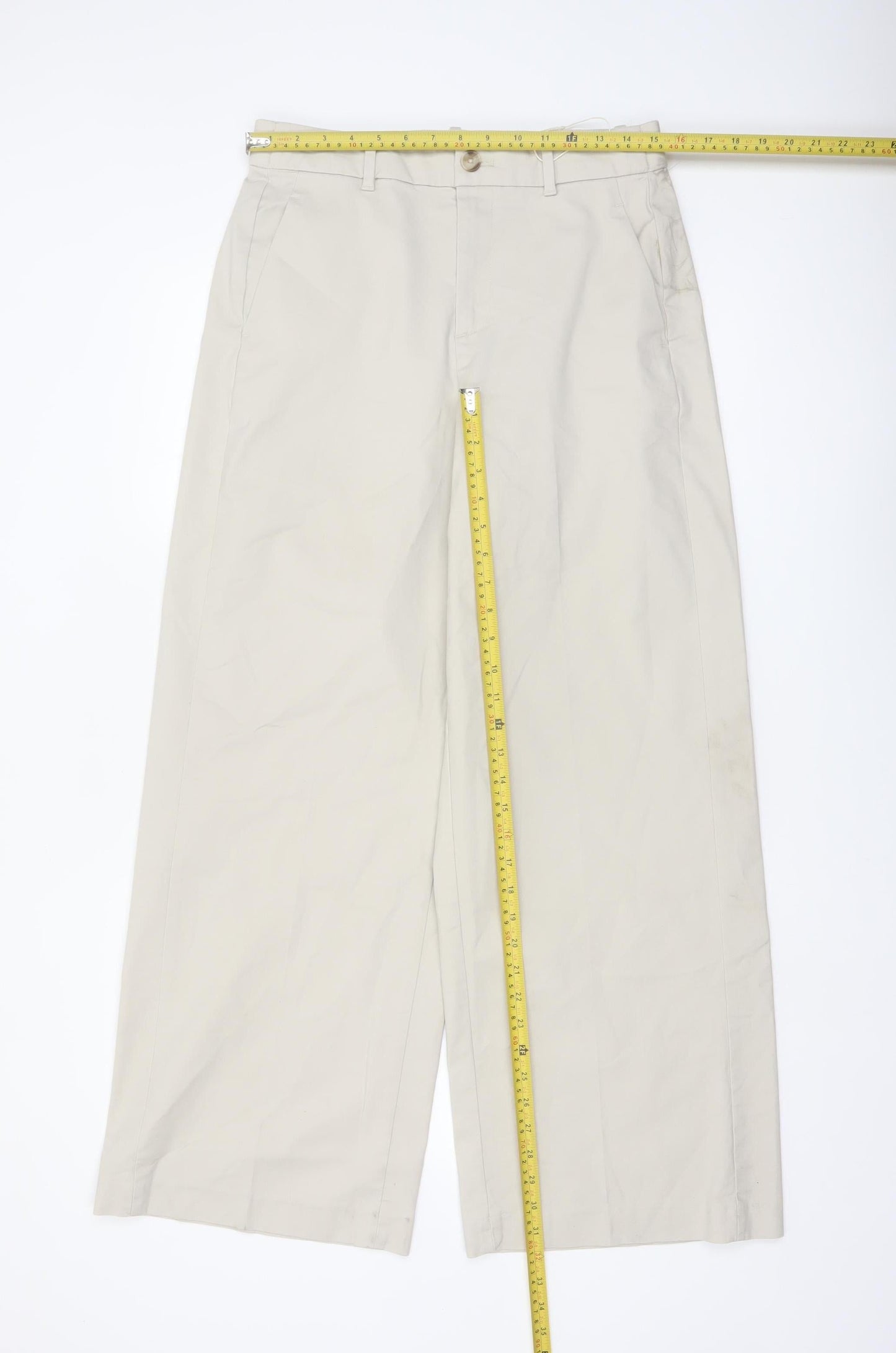 Marks and Spencer Womens Beige Chino Trousers Size 12 Regular