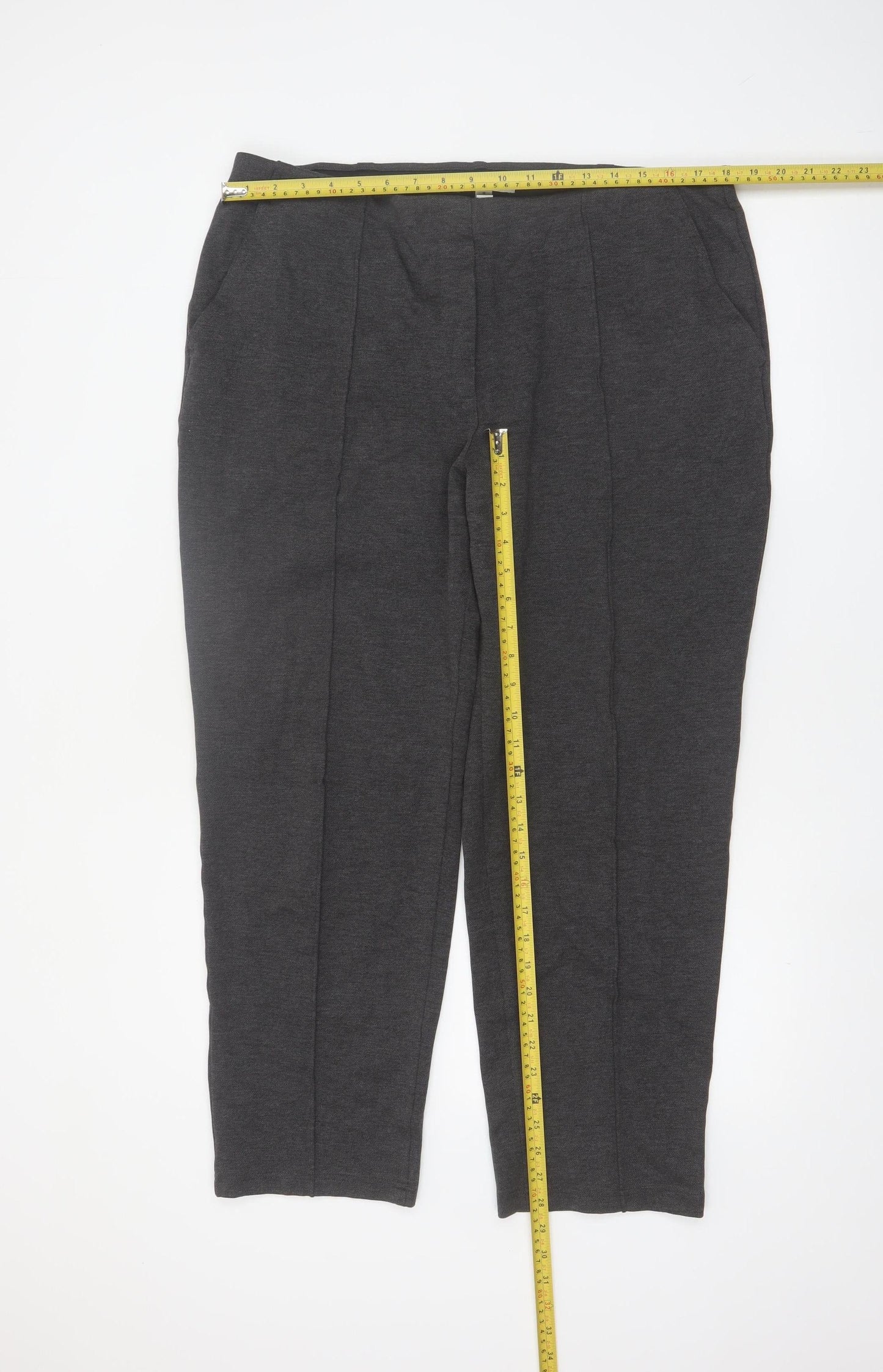 Marks and Spencer Women Grey Size 18 Straight Leg Trousers
