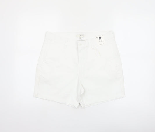 Marks and Spencer Men's White Regular Fit Chino Shorts 32 in