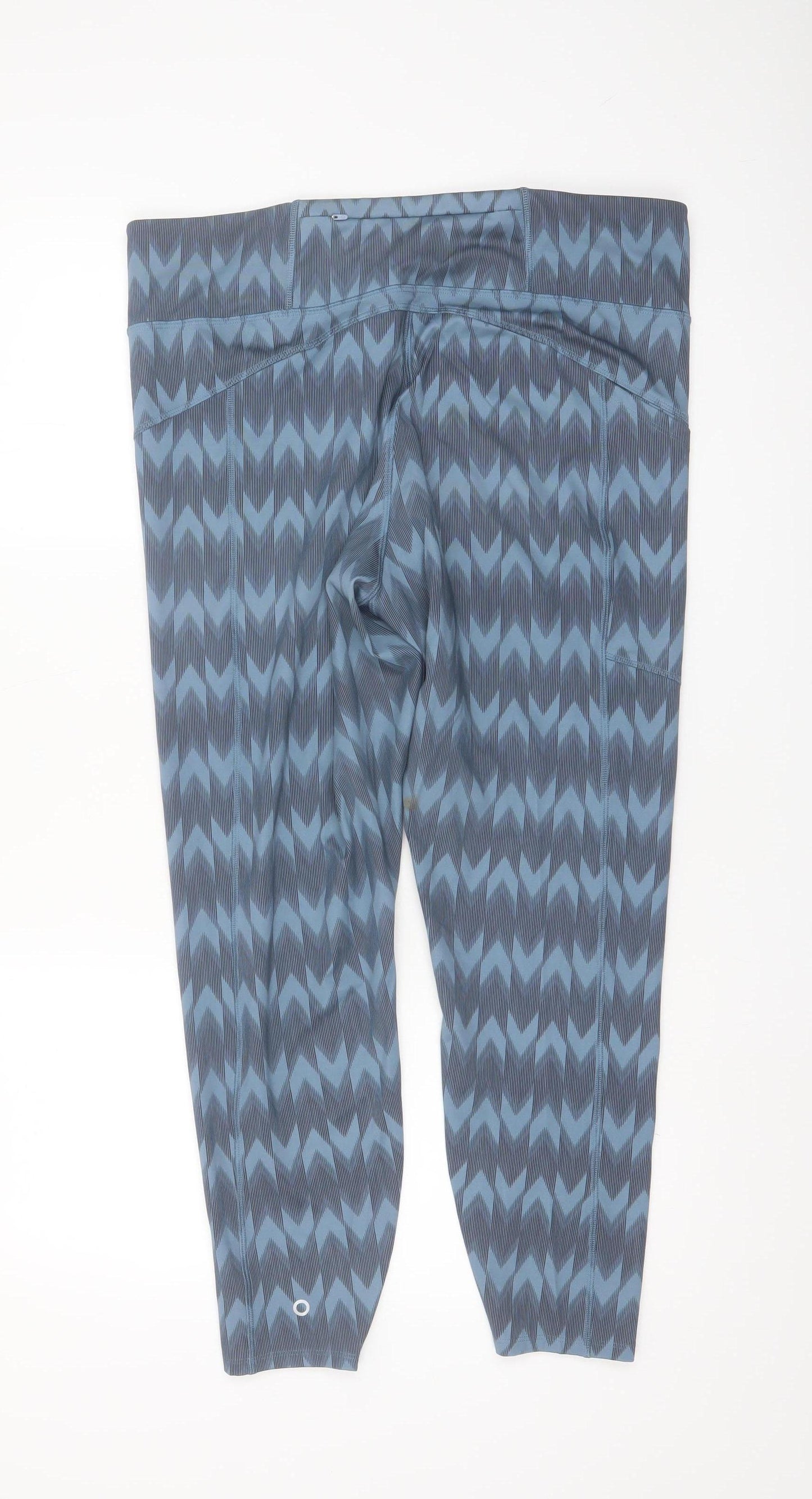 Marks and Spencer Women Blue Patterned Goodmove Leggings Size 18