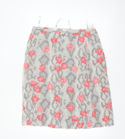 Bianca Womens Grey Animal Floral Print Viscose Skirt Size 16