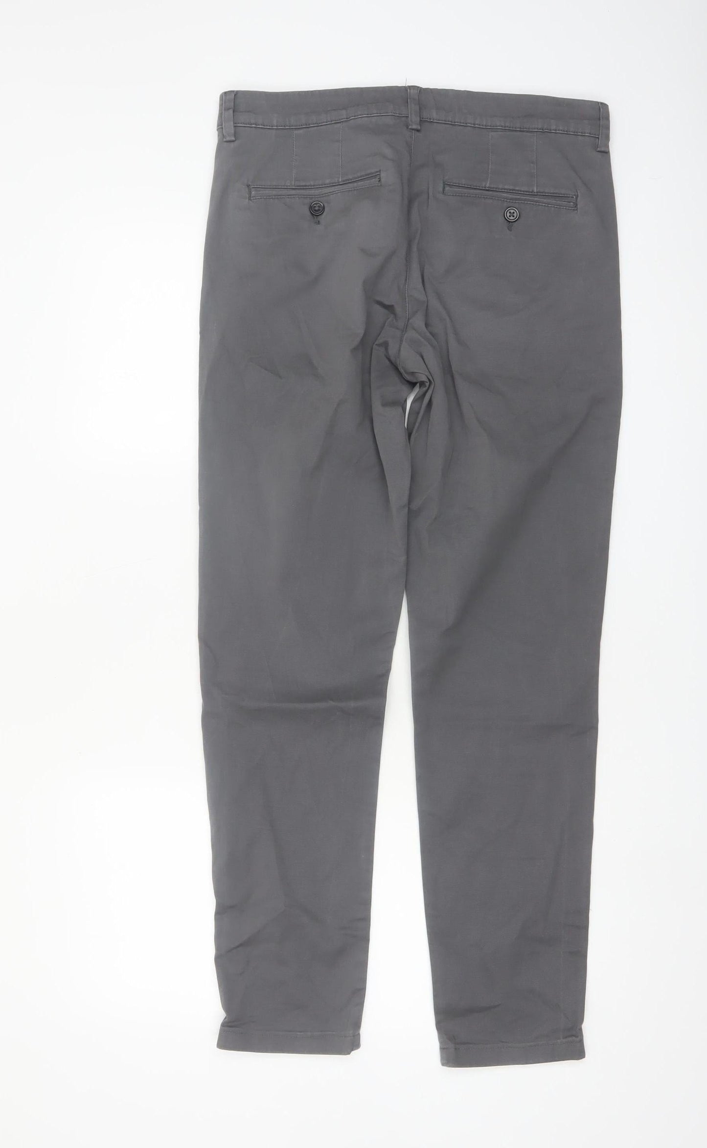 Selected Homme Men's Grey Slim Fit Chino Trousers Size M