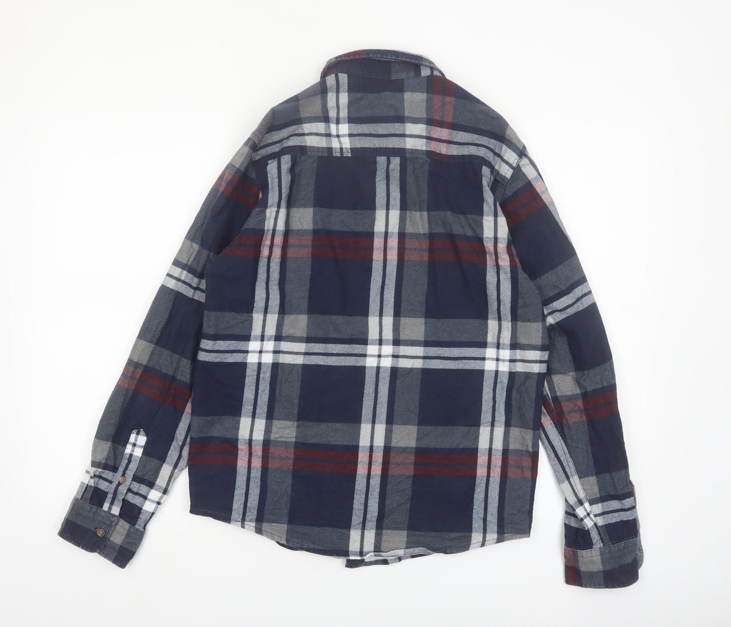 Brave Soul Men's Blue Plaid Cotton Flannel Long Sleeve Button-Up Shirt Small