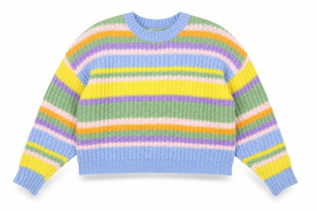 ASOS Women’s Multicoloured Striped Chunky-Knit Jumper Size 8