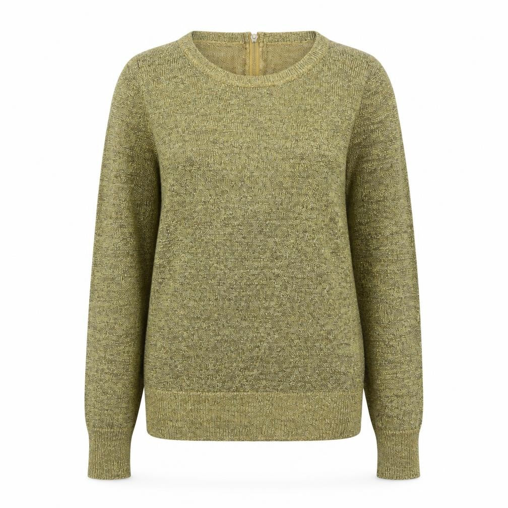 ASOS Women Gold Metallic Knit Jumper Size 12 Round Neck Long Sleeve