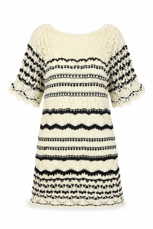 Zara Women’s Black & White Crochet Knit Short Dress XS