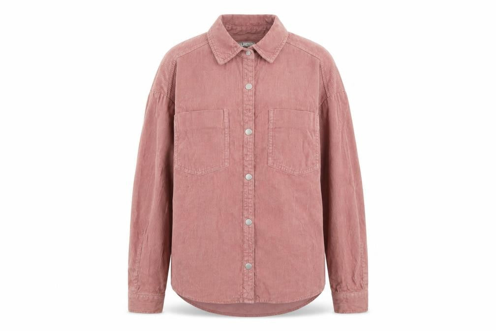 ZARA Women Pink Corduroy Button-Up Shirt XS