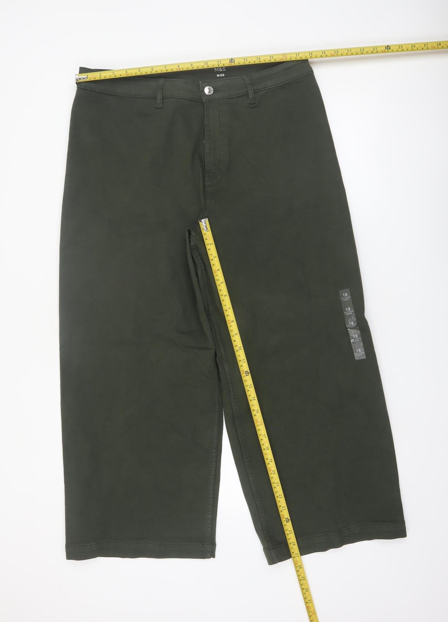 Marks and Spencer Women’s Green Size 18 Short Wide-Leg Jeans