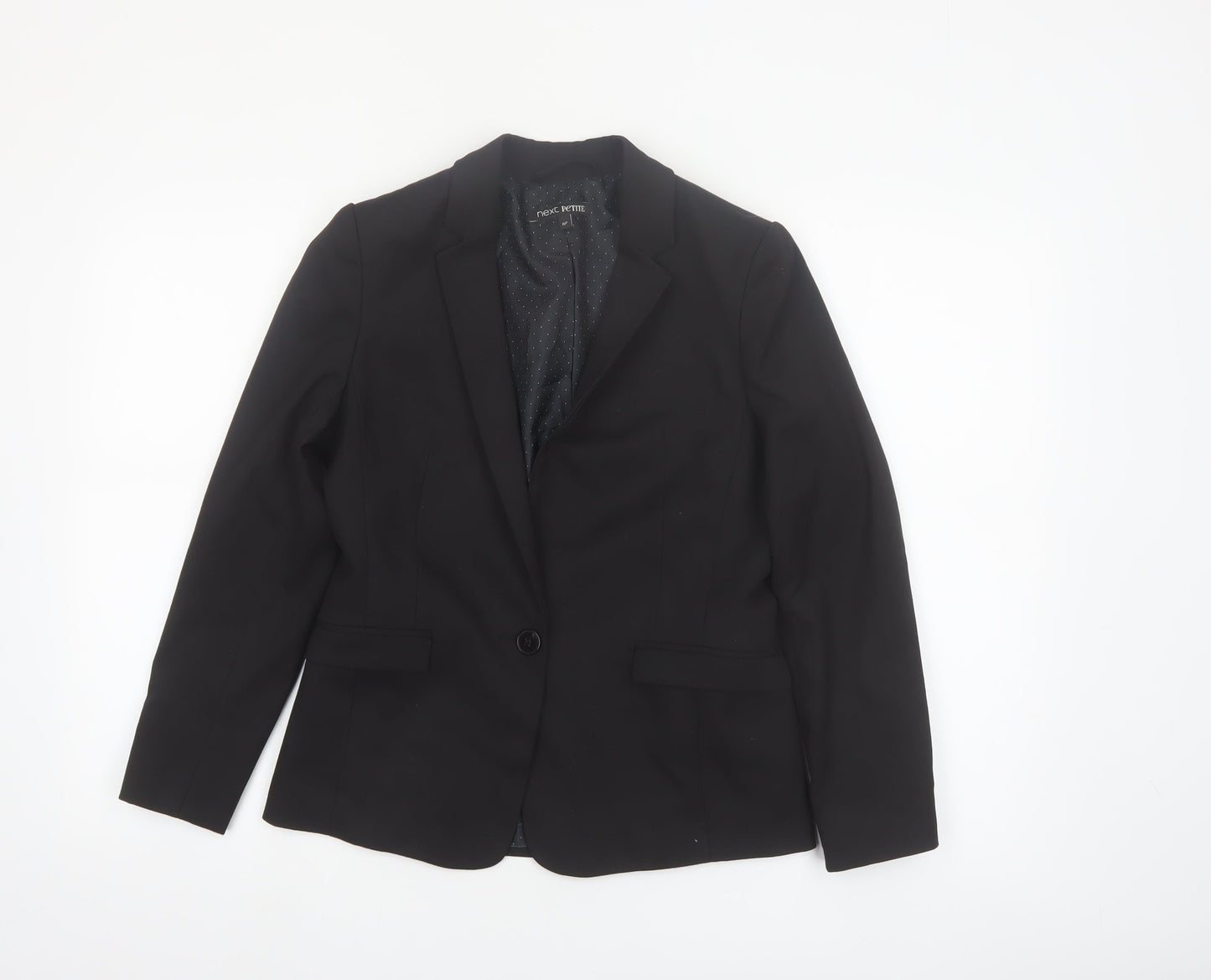 Next Women Black Petite Blazer Single-Breasted UK 8P Classic Fit