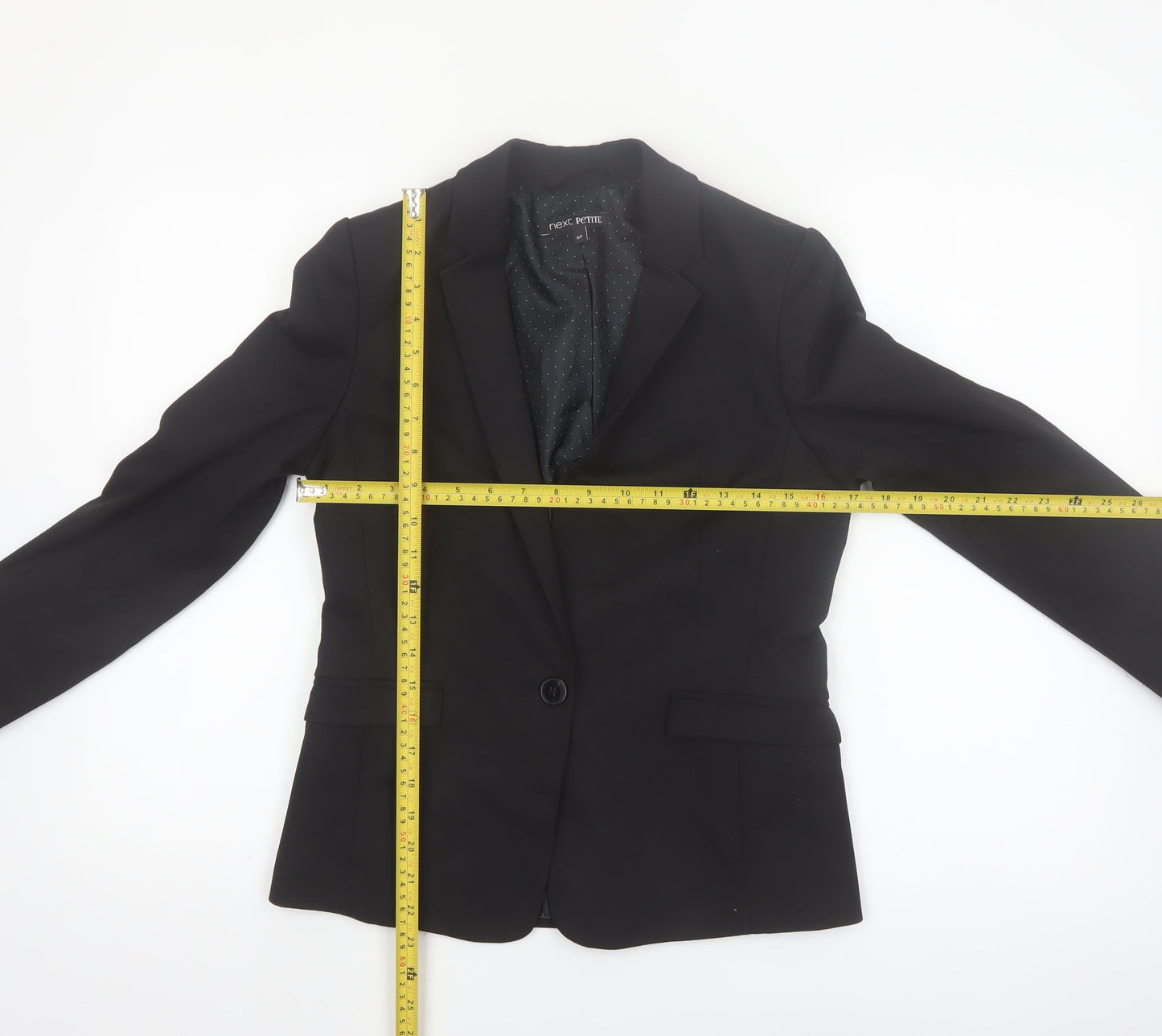 Next Women Black Petite Blazer Single-Breasted UK 8P Classic Fit