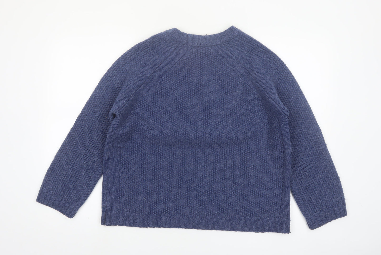WoolOvers Womens Blue Pure Wool Chunky Knit Jumper Size M