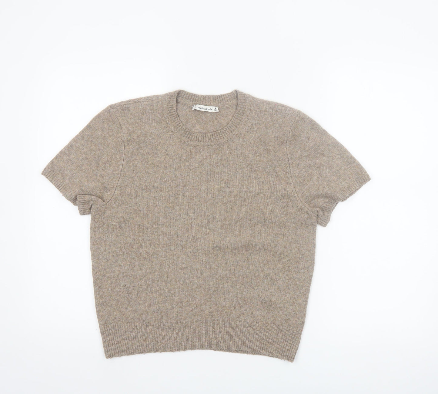 Abercrombie & Fitch Womens Beige Wool Blend Short Sleeve Jumper M