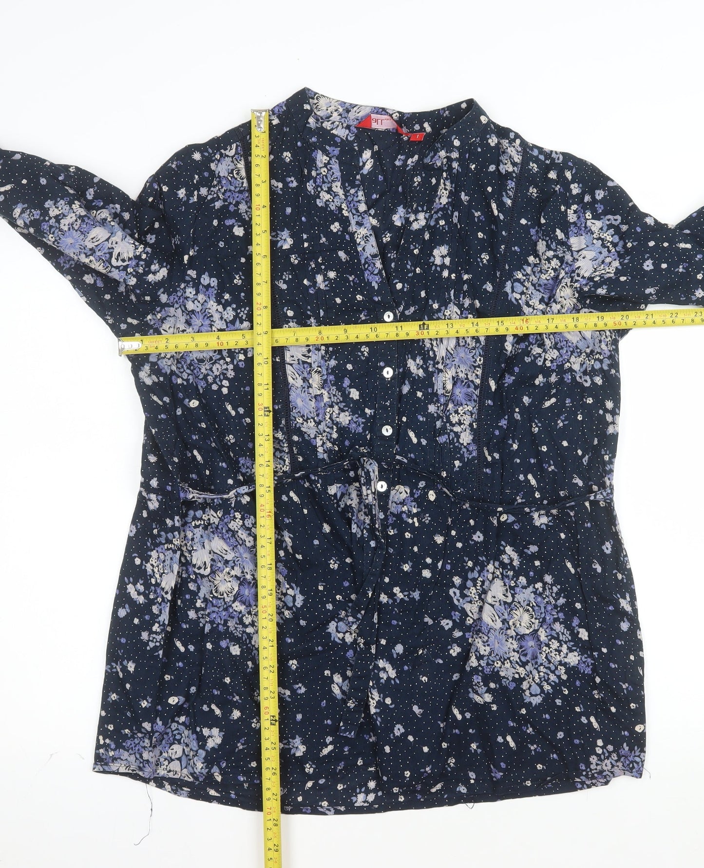 A Little Larger Women's Blue Floral Cotton Tunic Blouse Size 16 Plus