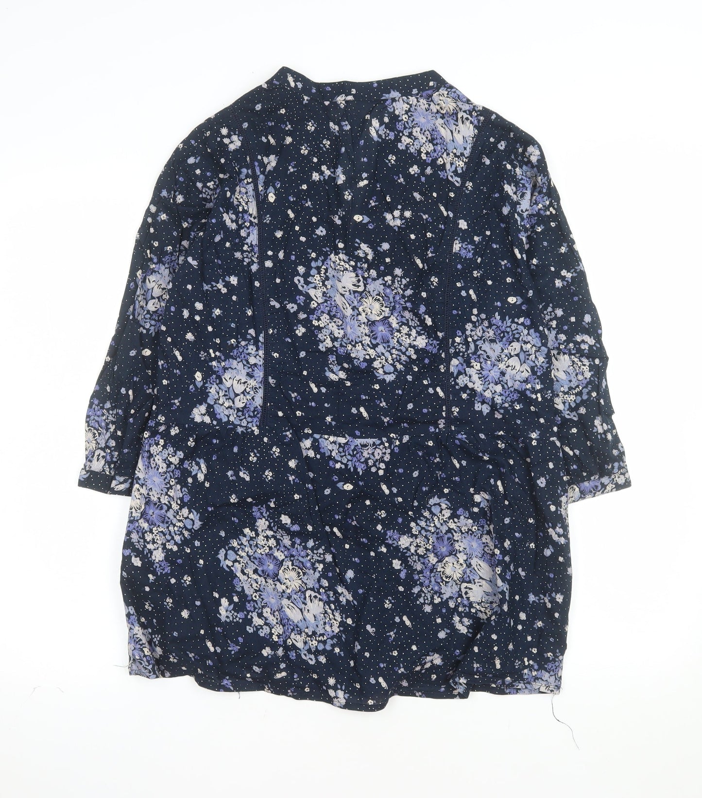 A Little Larger Women's Blue Floral Cotton Tunic Blouse Size 16 Plus