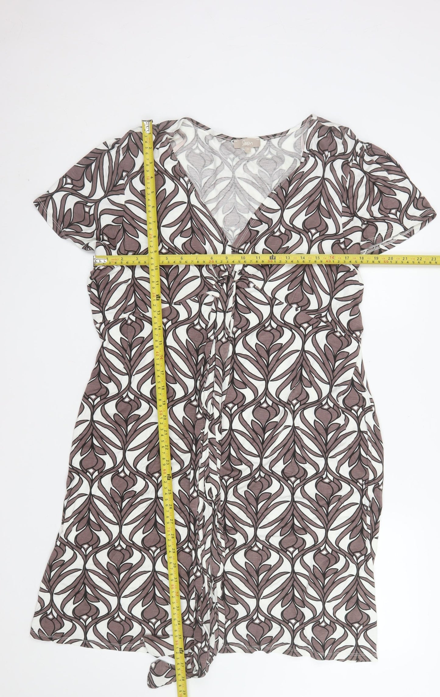 Soon Women Brown Geometric Knee Length Wrap Dress Size 20