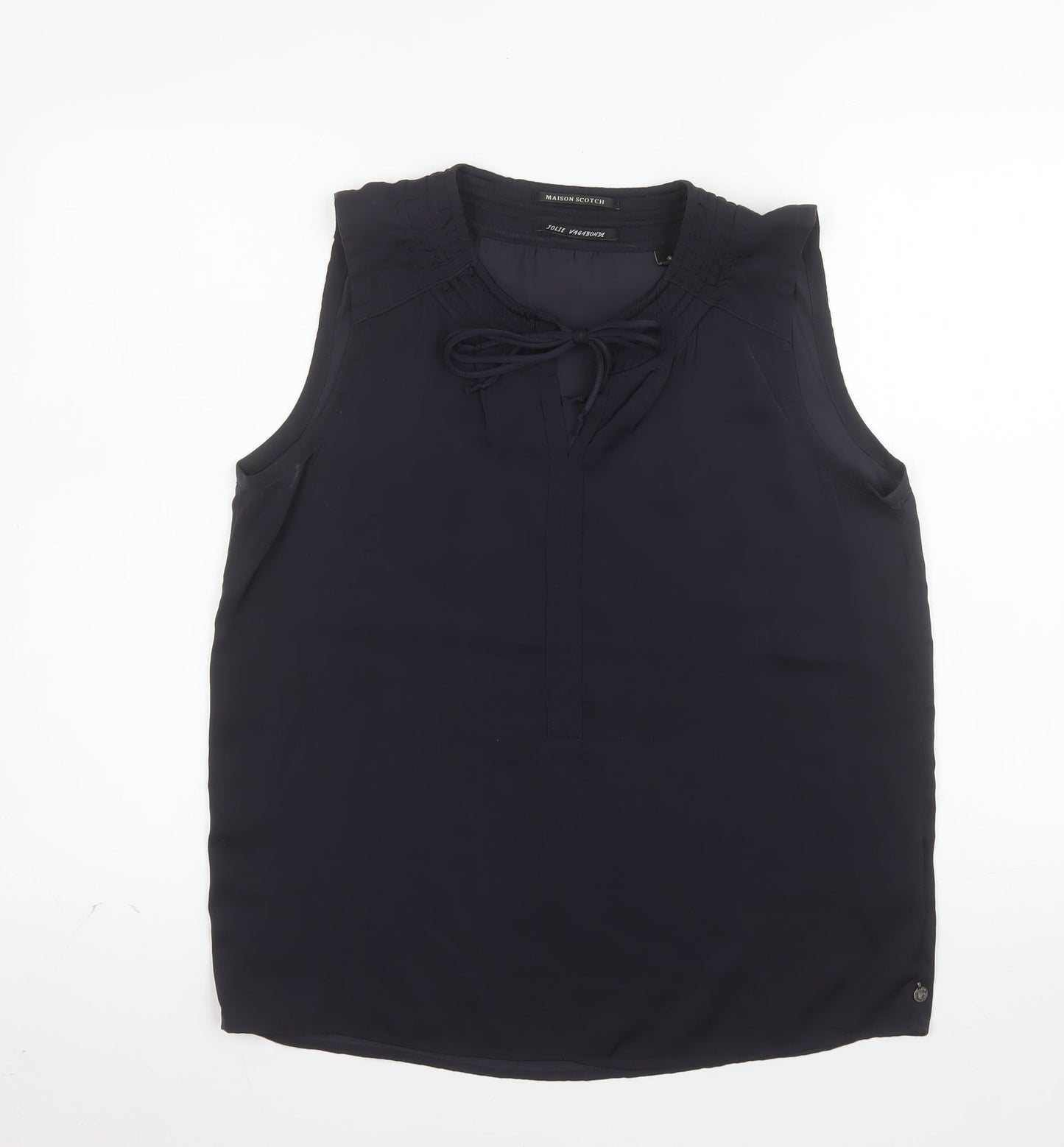 Maison Scotch Women's Blue Sleeveless Chiffon Blouse Size 10
