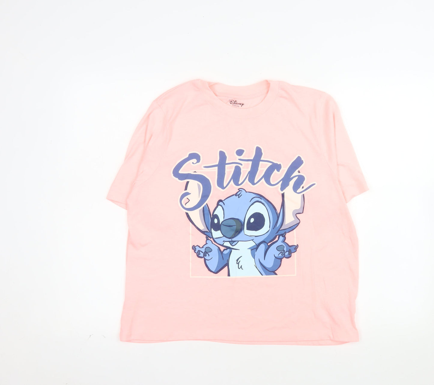 Disney Women’s Pink Stitch T-Shirt Size M 12-14 Short Sleeve Tee