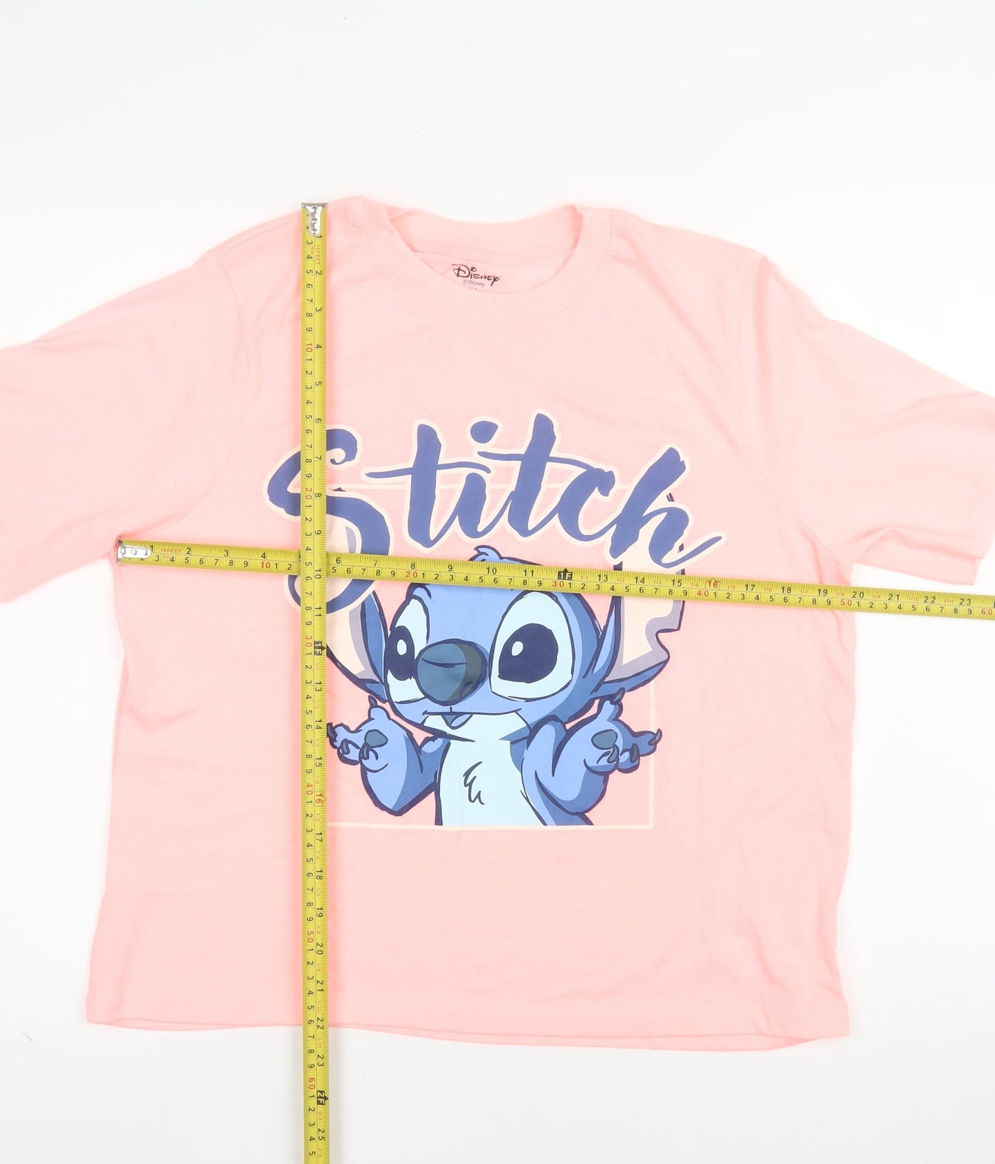 Disney Women’s Pink Stitch T-Shirt Size M 12-14 Short Sleeve Tee