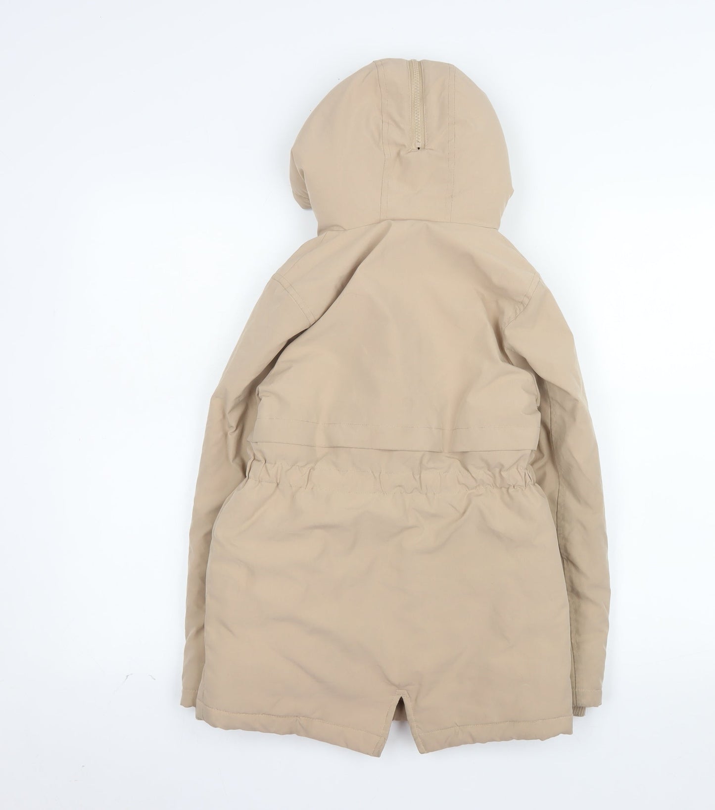 Primark Girls Beige Hooded Parka Coat 8-9 Years Fleece Lined Winter Jacket