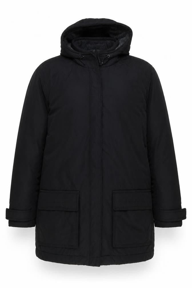 Gap Men’s Black L Hooded Parka Coat Lined Full Zip Winter Jacket