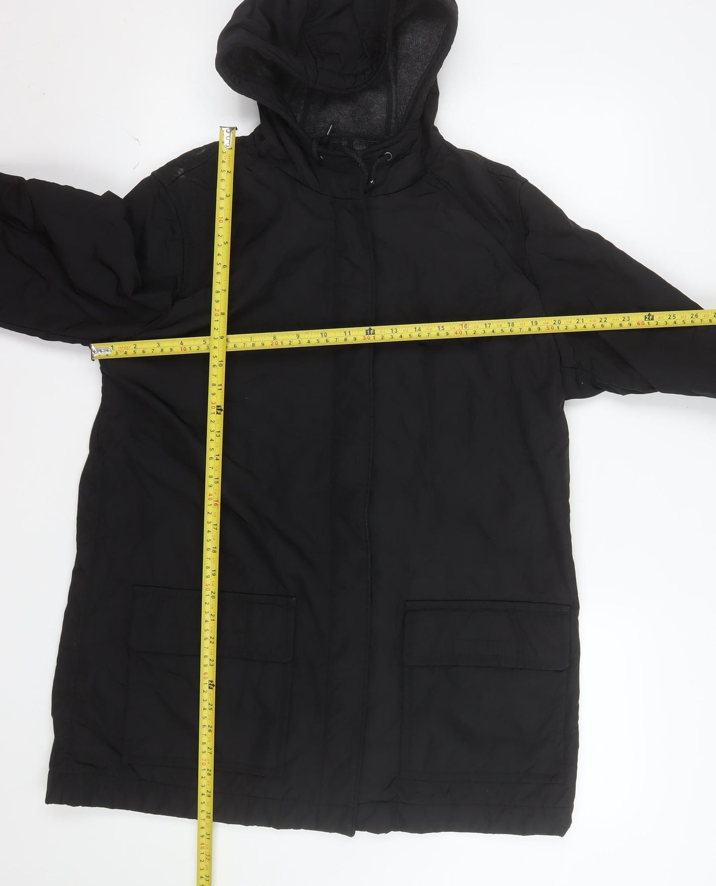 GAP Men’s Black L Hooded Parka Coat Lined Full Zip Winter Jacket