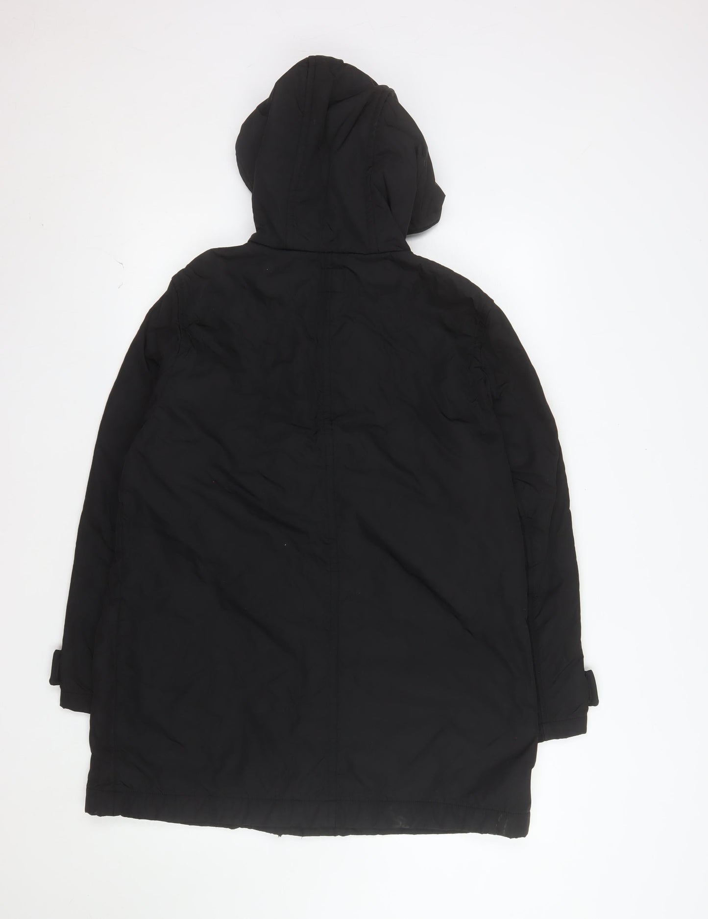 GAP Men’s Black L Hooded Parka Coat Lined Full Zip Winter Jacket