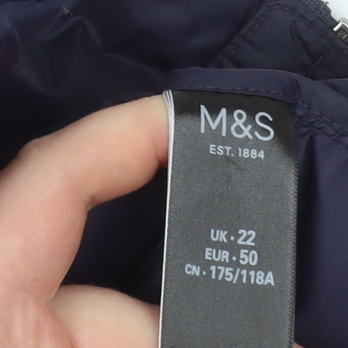 Marks and Spencer Women's Blue Puffer Jacket UK 22 Down Filled