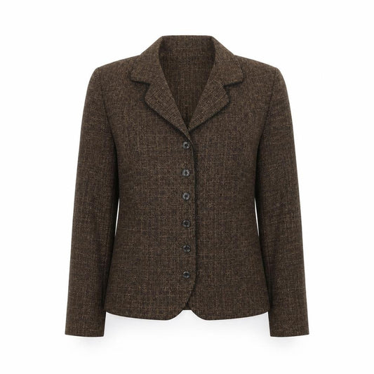 Miss Dorby Women's Brown Tweed Wool Blend Blazer Size 10