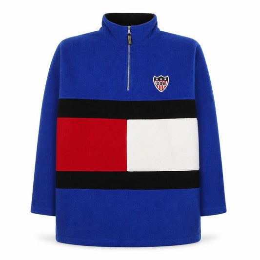 Bruebeck Men’s Blue Fleece 1/4 Zip USA Logo Sweatshirt Size L