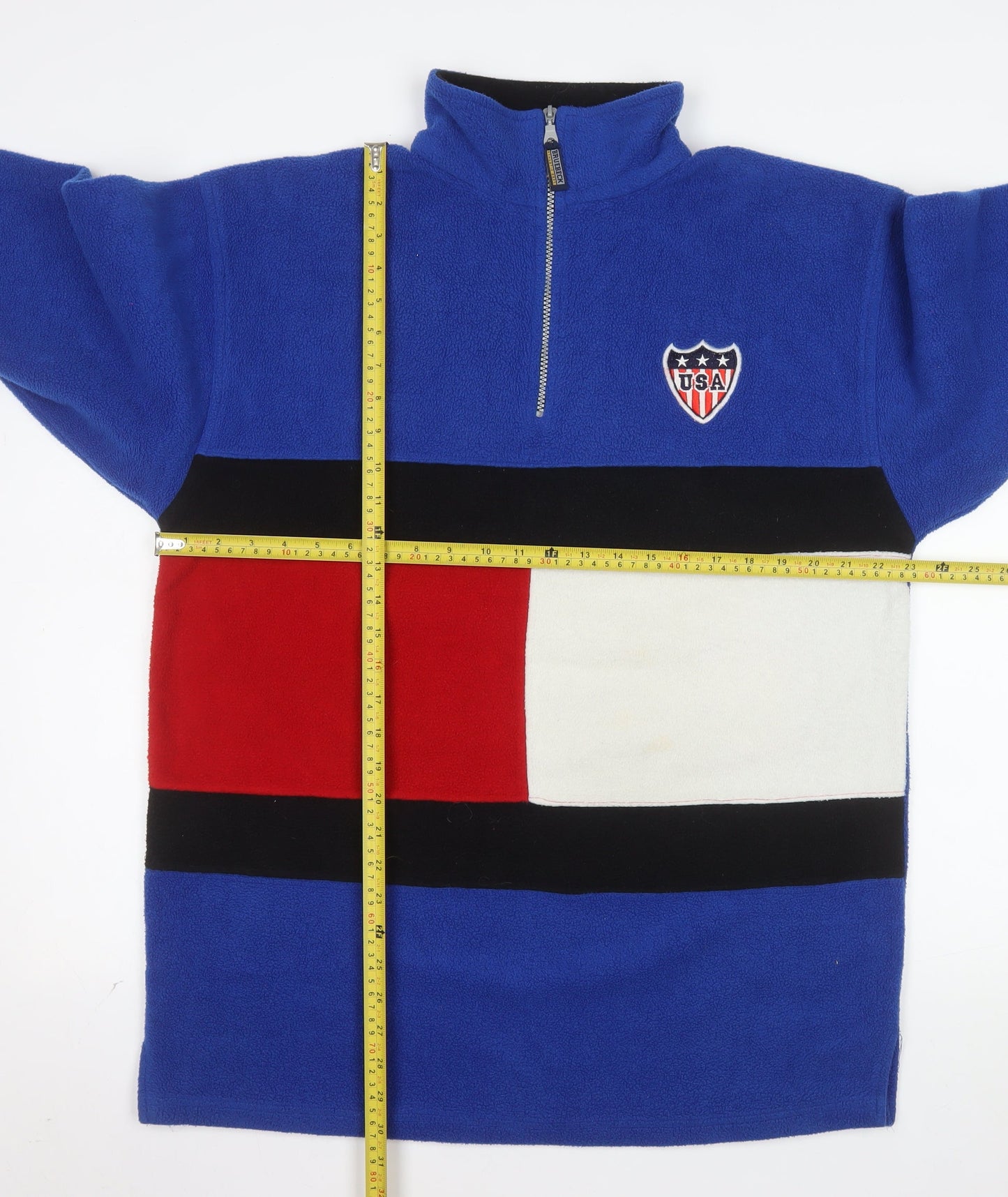 Bruebeck Men’s Blue Fleece 1/4 Zip USA Logo Sweatshirt Size L