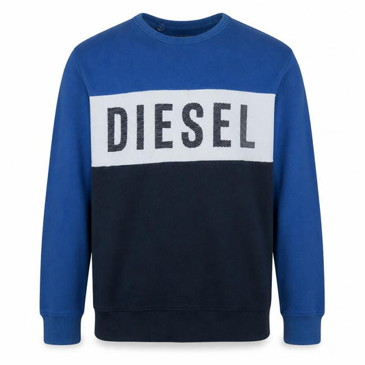 Diesel Mens Blue Crew Neck Sweatshirt L Graphic Cotton Blend