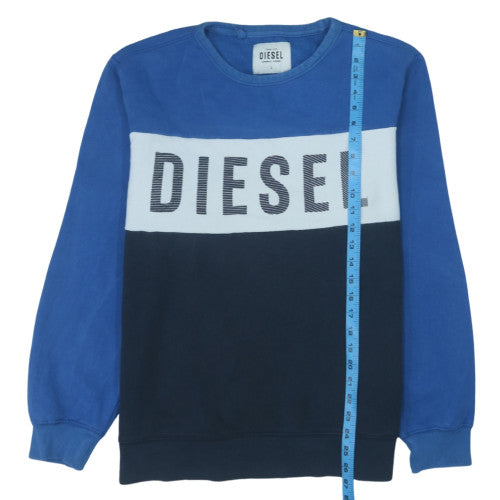 Diesel Mens Blue Crew Neck Sweatshirt L Graphic Cotton Blend