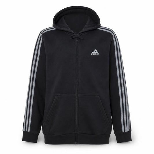Adidas Men’s Black Full Zip Hoodie M Regular Fit Fleece Sweatshirt