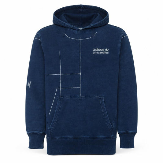 Adidas Men Blue Pullover Hoodie Small Logo Sports Cotton Sweatshirt