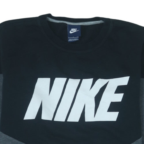 Nike Men's Black Grey Pullover Sweatshirt Size S Logo Graphic