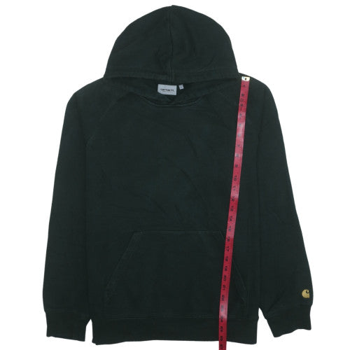 Carhartt Men's Black Pullover Hoodie L Fleece Logo Sweatshirt