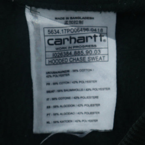 Carhartt Men's Black Pullover Hoodie L Fleece Logo Sweatshirt