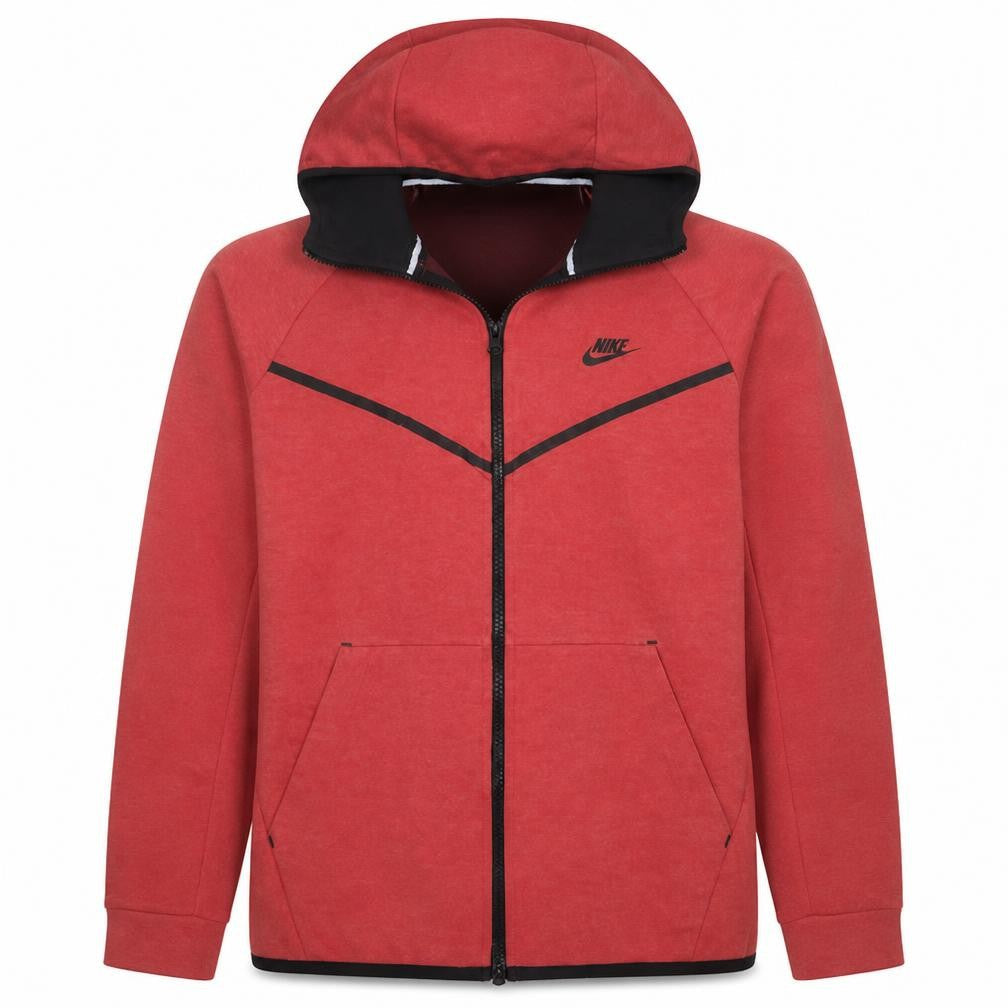 Nike Men's Red Full Zip Hoodie Size L Regular Fit with Hood