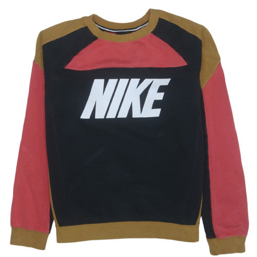 Nike Women's Black Colourblock Crew Neck Pullover Sweatshirt M