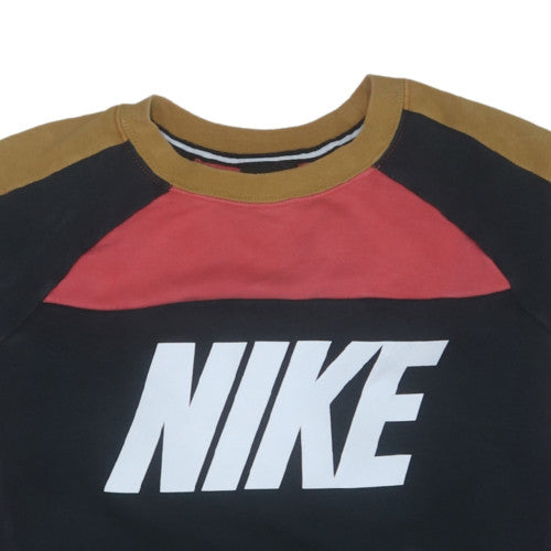 Nike Women's Black Colourblock Crew Neck Pullover Sweatshirt M