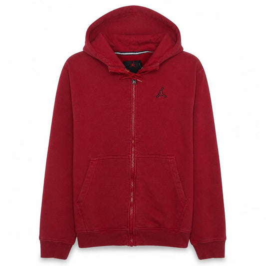 Front view of Jordan Men's Red Full Zip Hoodie, size S, Sports Fleece