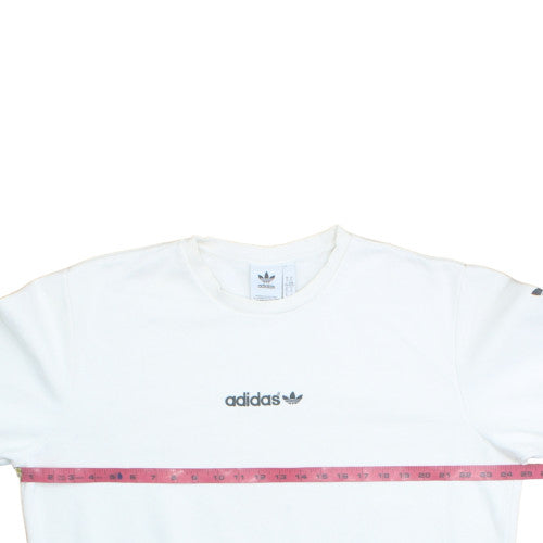 Adidas Mens White XL Crew Neck Pullover Fleece Sweatshirt