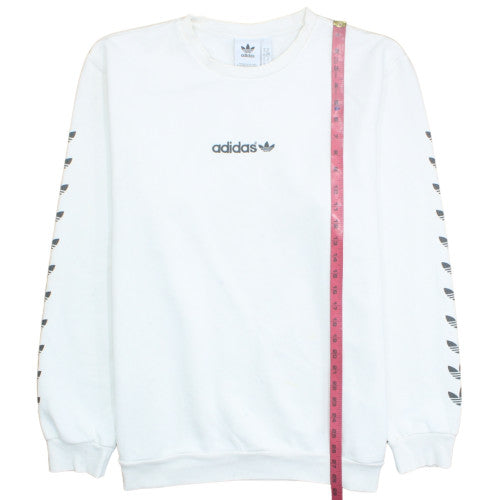 Adidas Mens White XL Crew Neck Pullover Fleece Sweatshirt