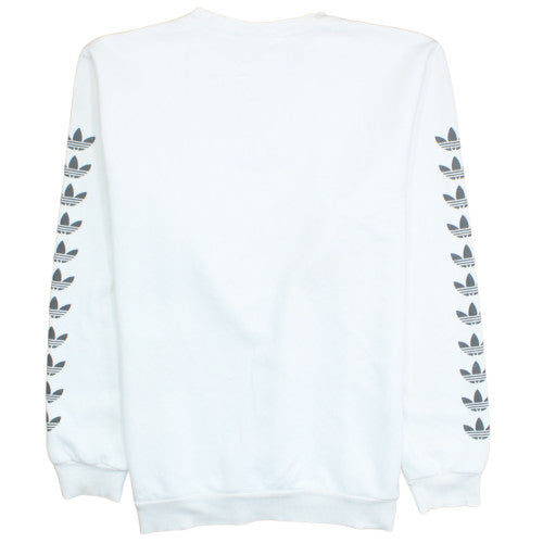 Adidas Mens White XL Crew Neck Pullover Fleece Sweatshirt