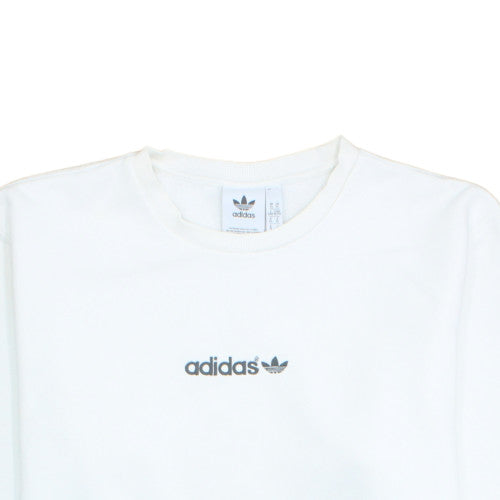 Adidas Mens White XL Crew Neck Pullover Fleece Sweatshirt