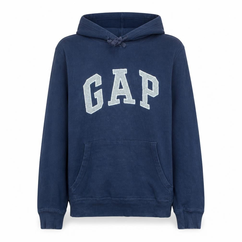 Gap Mens Blue Pullover Hoodie Medium Fleece Logo Sweatshirt