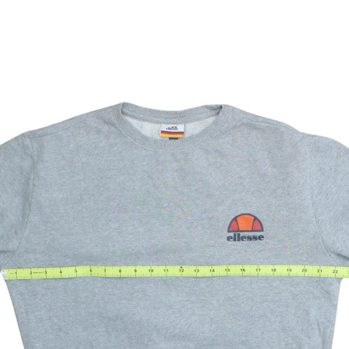 Ellesse Mens Grey Pullover Sweatshirt M Crew Neck Logo Sports Top